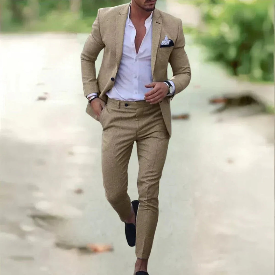 Costume de mariage homme formel deux pièces – Benjamin – Kaki