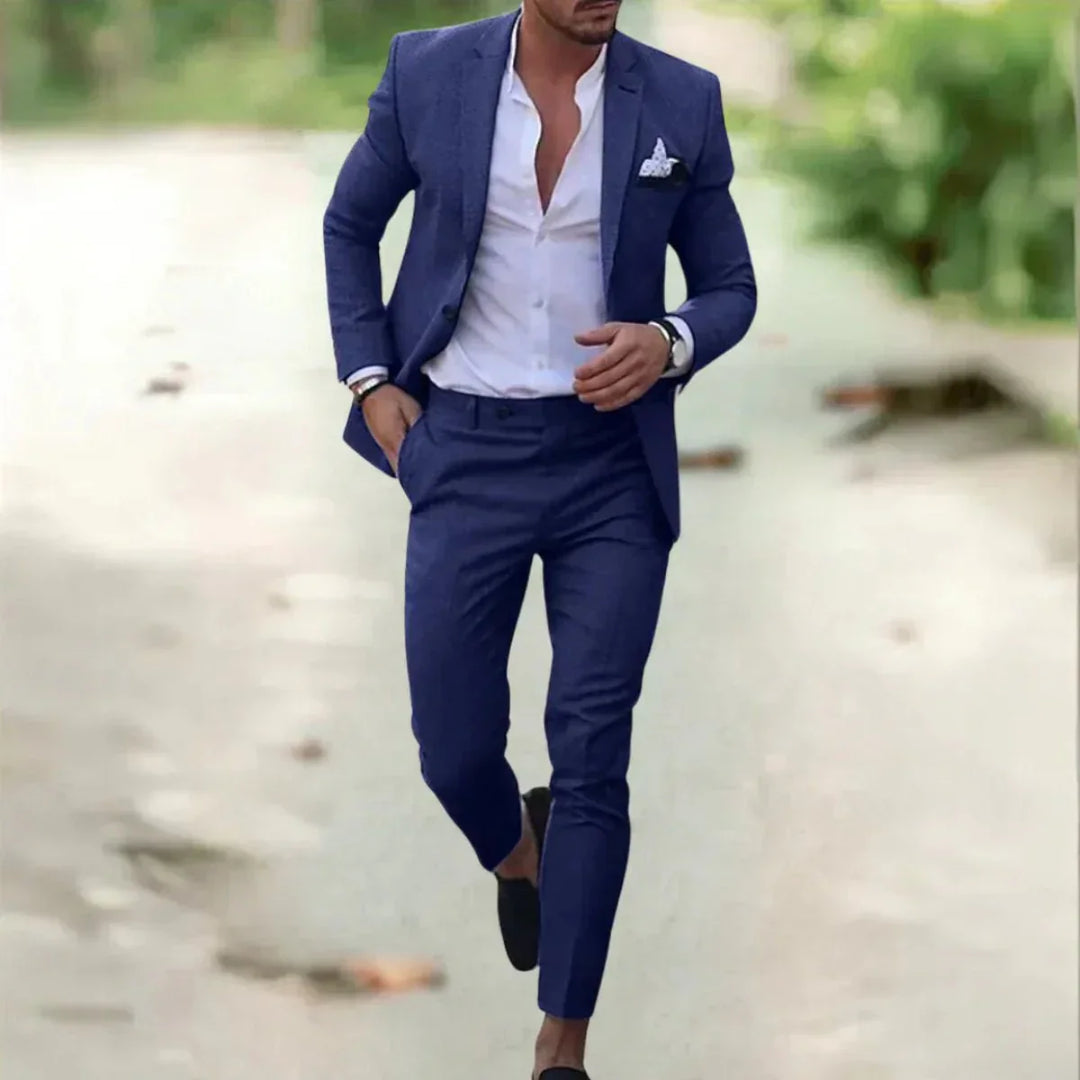 Costume de mariage homme formel deux pièces – Benjamin – Bleu
