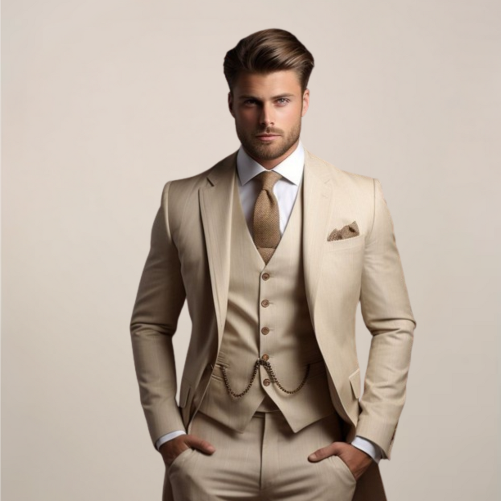 Costume trois pièces homme formel pour le printemps – Georg – Beige