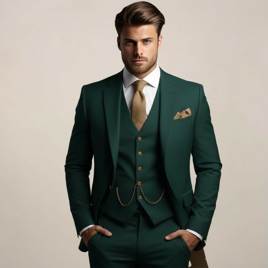Costume trois pièces homme formel pour le printemps – Georg – Vert turquoise