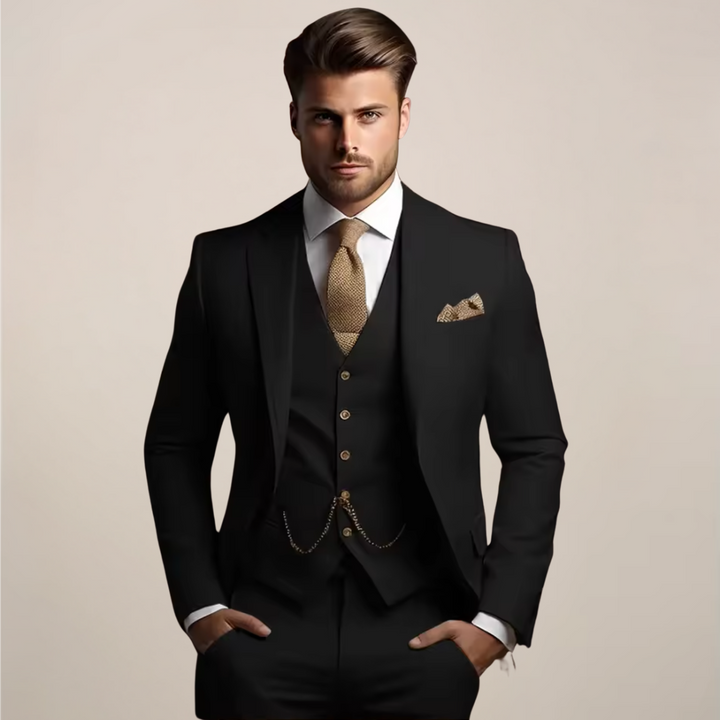 Costume trois pièces homme formel pour le printemps – Georg – Noir