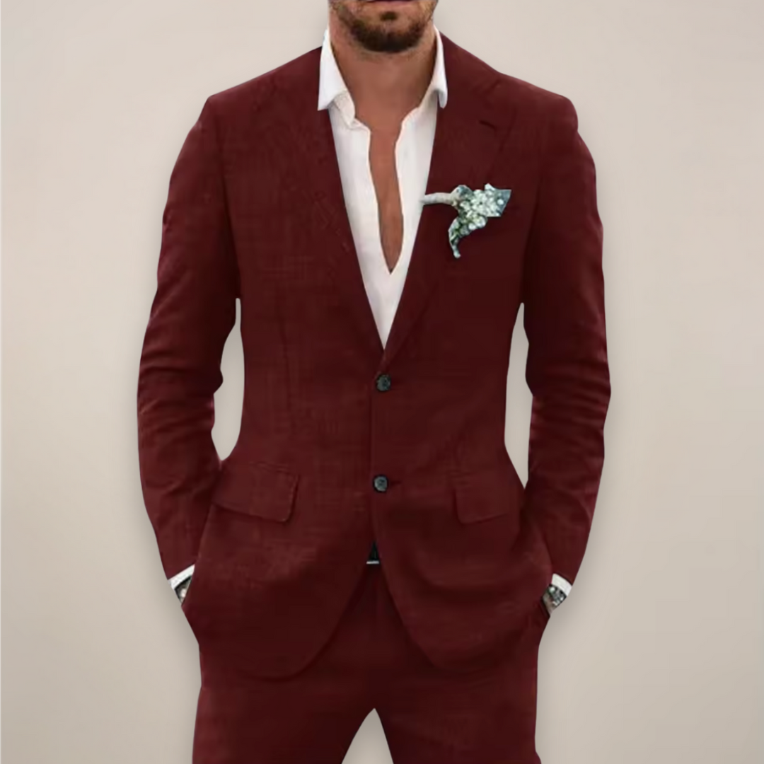 Costume deux pièces homme droit pour l'automne-hiver – Konrad – Bordeaux