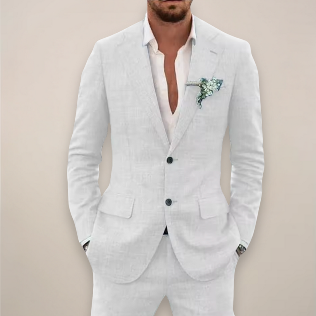 Costume deux pièces homme droit pour l'automne-hiver – Konrad – Blanc