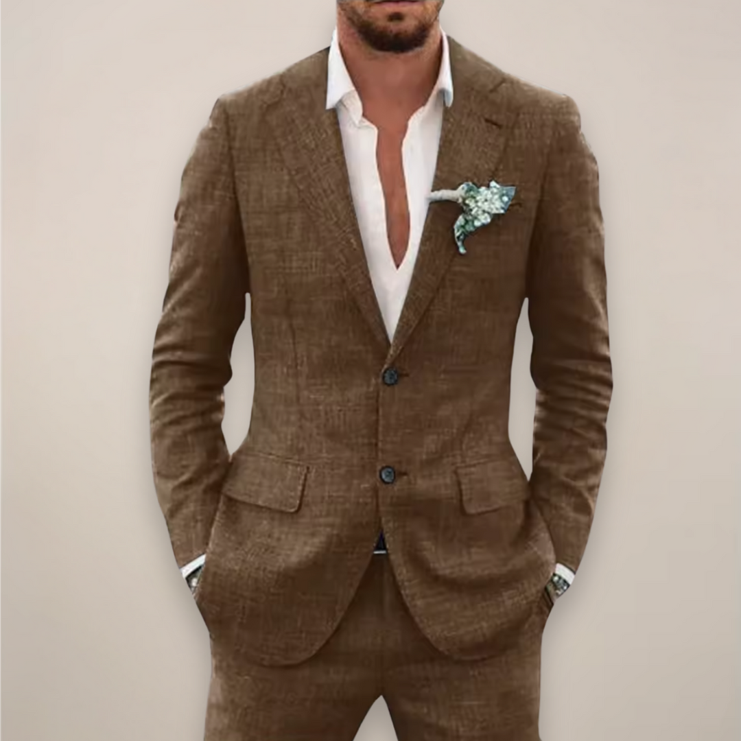 Costume deux pièces homme droit pour l'automne-hiver – Konrad – Marron