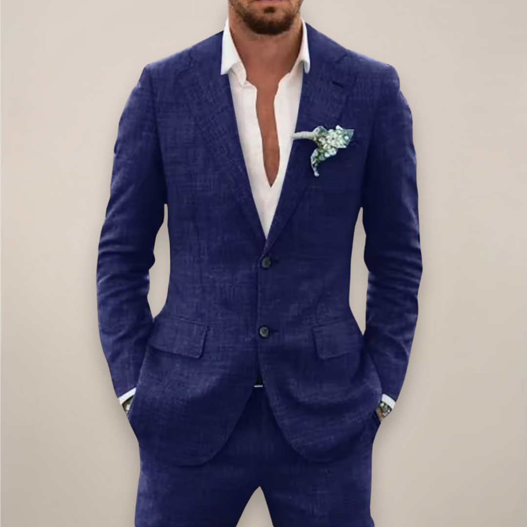 Costume deux pièces homme droit pour l'automne-hiver – Konrad – Bleu