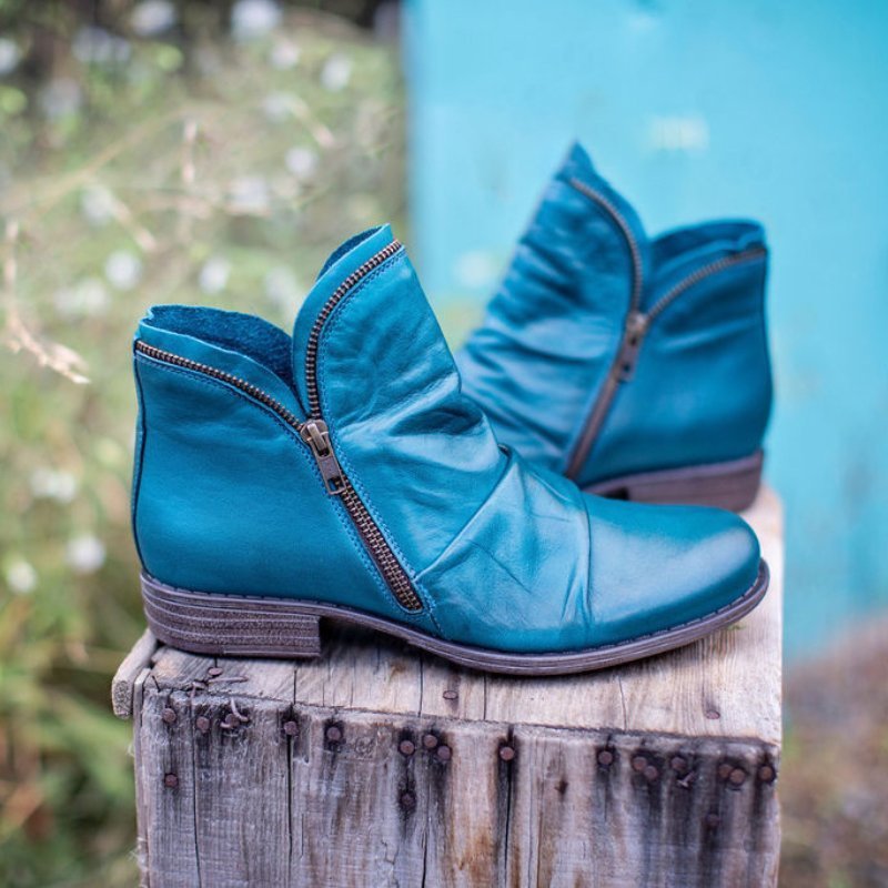 Bottines femme tendance à zip pour les jours froids – Navajo – Bleu