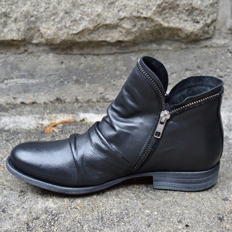 Bottines femme tendance à zip pour les jours froids – Navajo – Noir