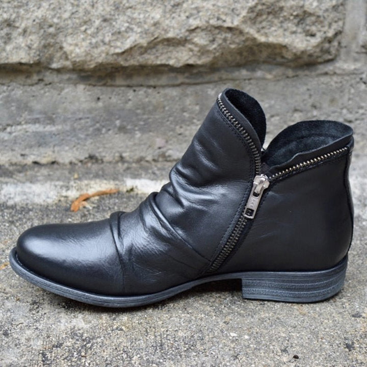 Bottines femme tendance à zip pour les jours froids – Navajo – Noir