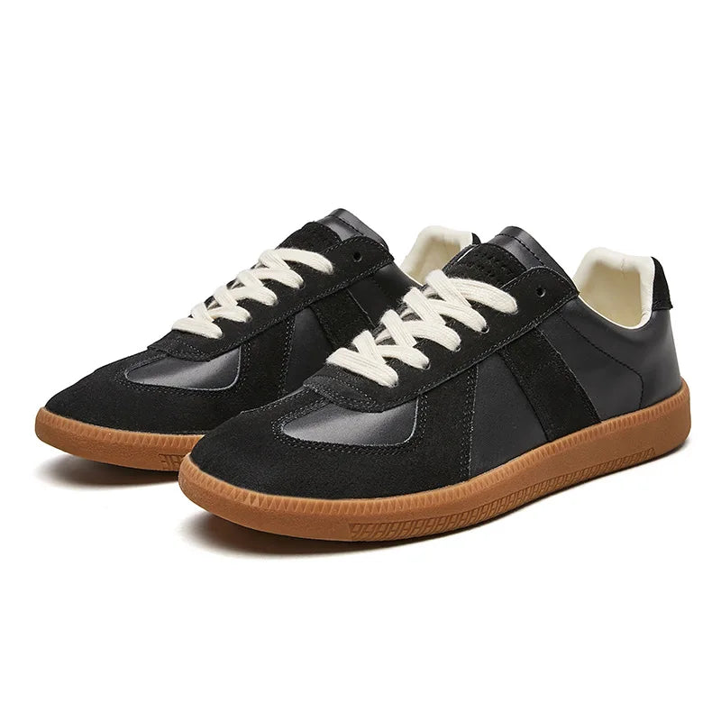 Baskets basses homme rétro à panneaux texturés – Harrington – Noir