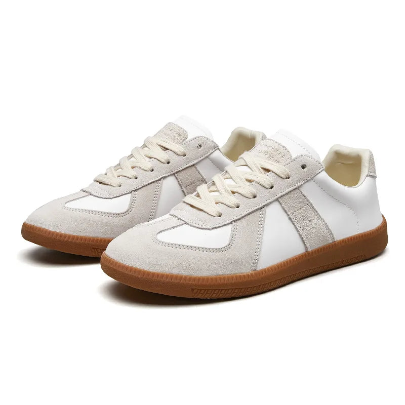 Baskets basses homme rétro à panneaux texturés – Harrington – Blanc