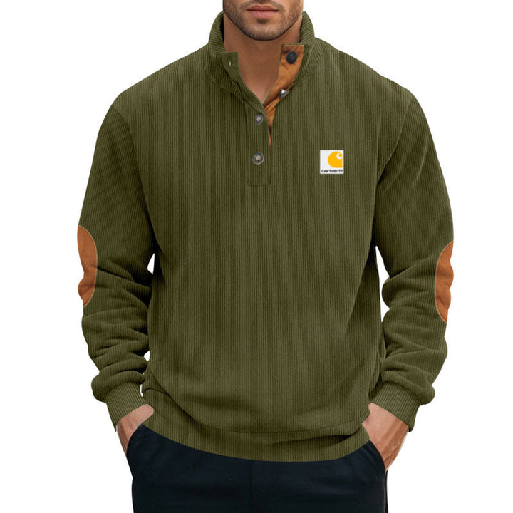 Pull camionneur homme en maille côtelée à col montant et coudières – Tobias – vue 4