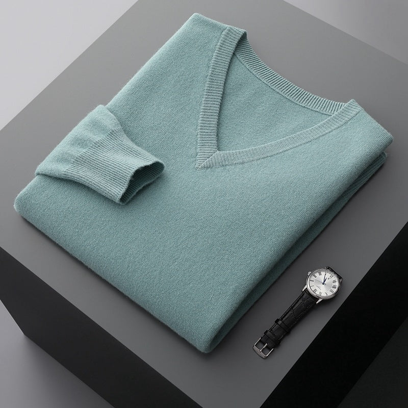 Pull homme en laine de qualité très élégant – Mune – Vert haricot