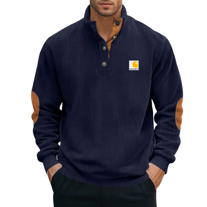 Pull camionneur homme en maille côtelée à col montant et coudières – Tobias – vue 3