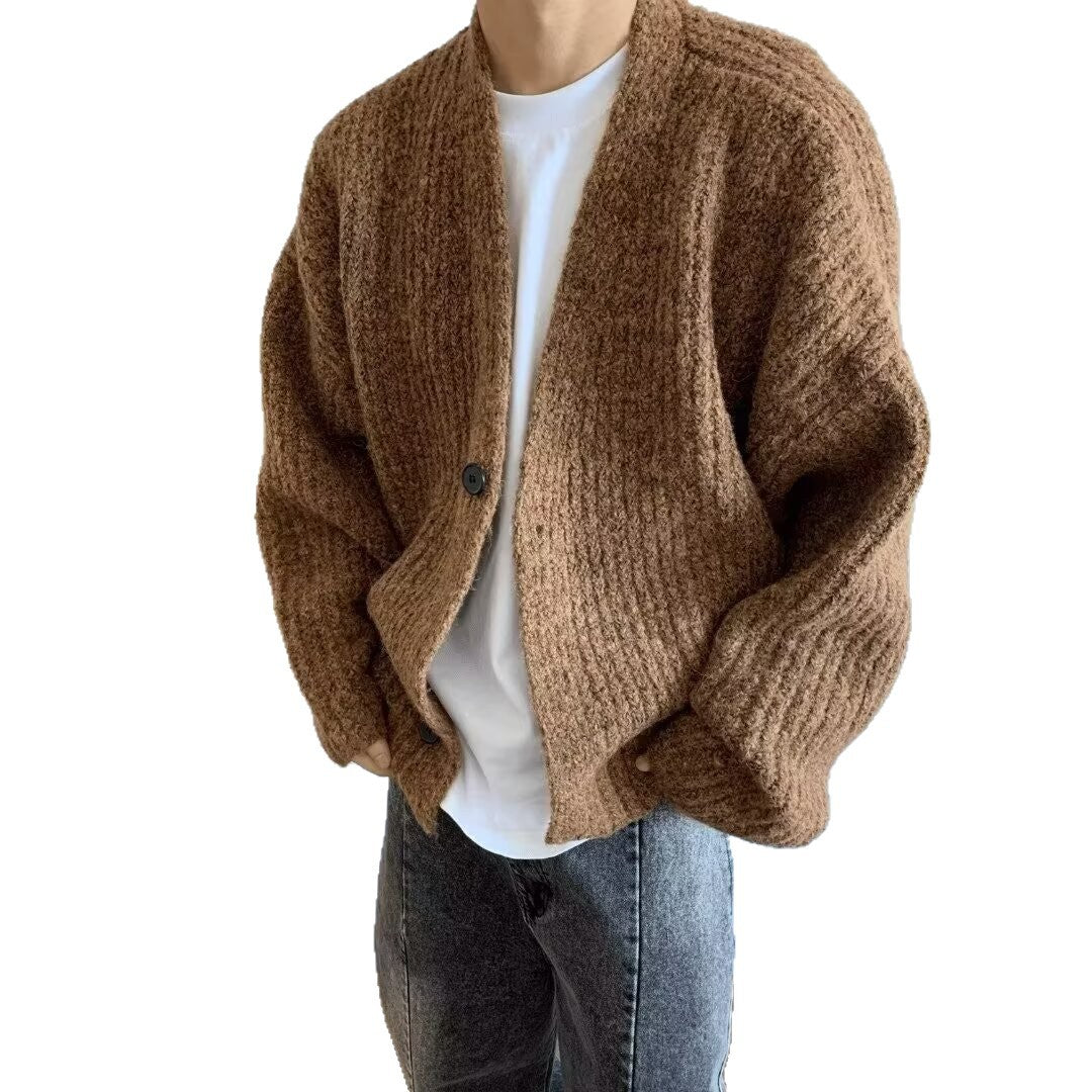 Cardigan oversize homme boutonné en maille douce – Milo – vue 5