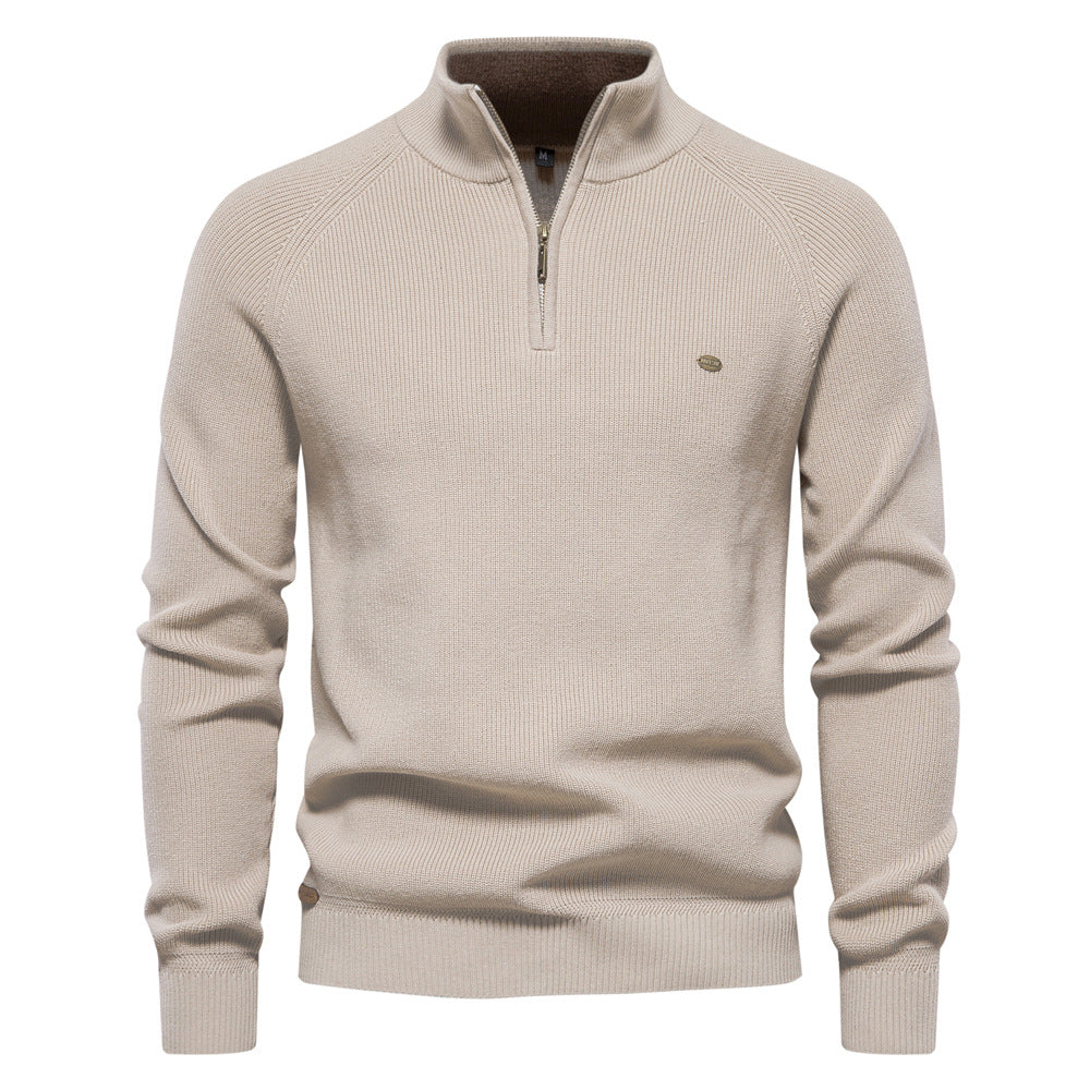 Pull demi-zip homme luxe pour l'automne – Hugo – Beige