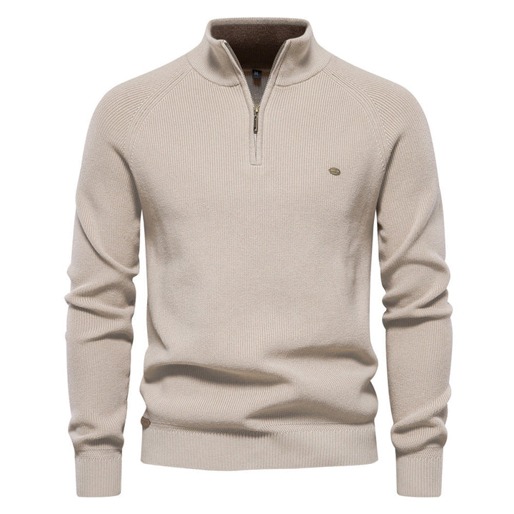 Pull demi-zip homme luxe pour l'automne – Hugo – Beige