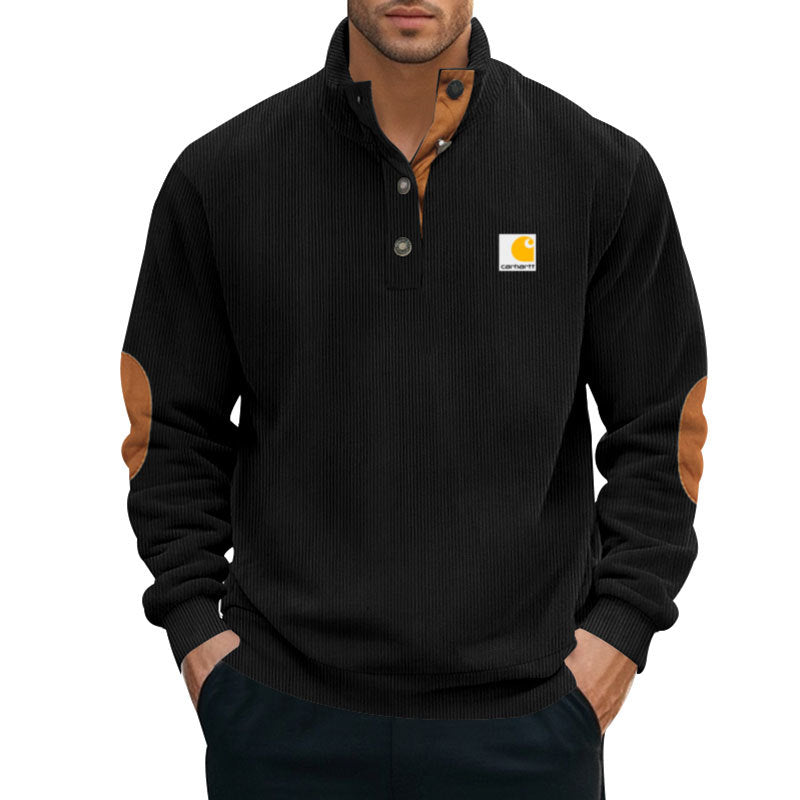 Pull camionneur homme en maille côtelée à col montant et coudières – Tobias – vue 2