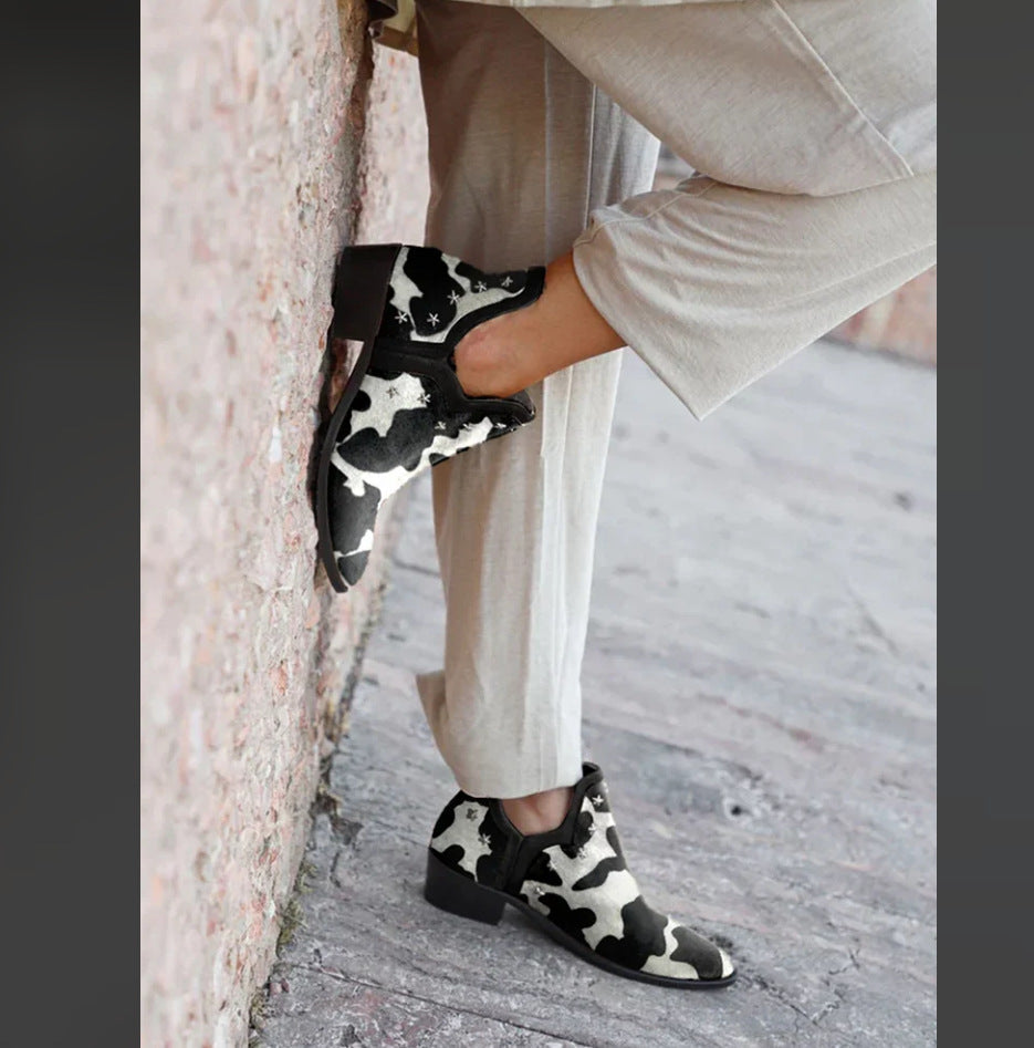 Bottes western femme cloutées – Arden – Noir et blanc