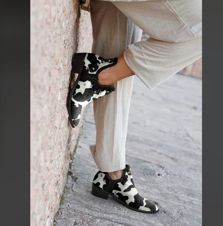 Bottes western femme cloutées – Arden – Noir et blanc