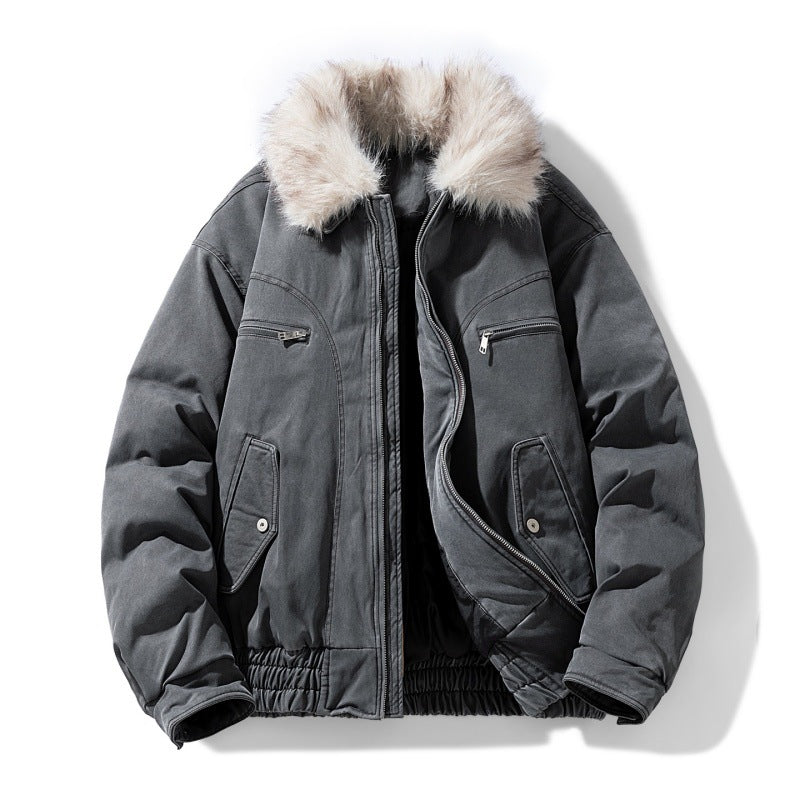 Blouson bomber homme matelassé à col en fausse fourrure amovible – Mune – vue 1