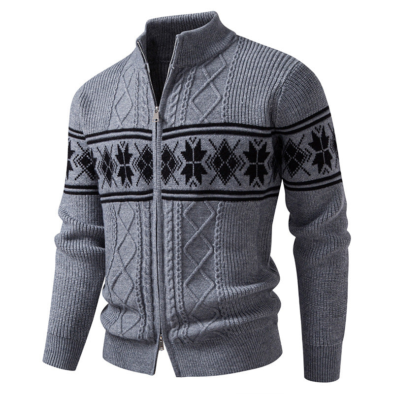 Cardigan norvégien homme zippé à col montant – Oslo – Gris