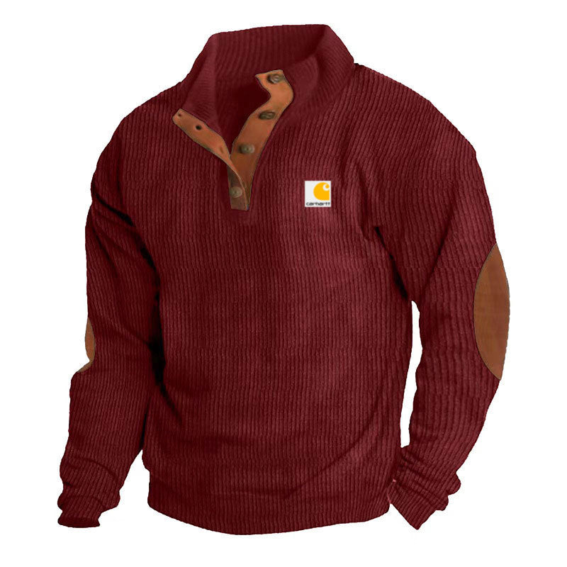 Pull camionneur homme en maille côtelée à col montant et coudières – Tobias – Bordeaux