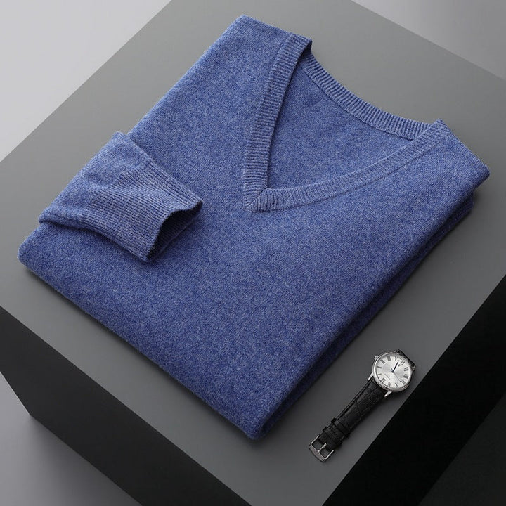 Pull homme en laine de qualité très élégant – Mune – Bleu fleur