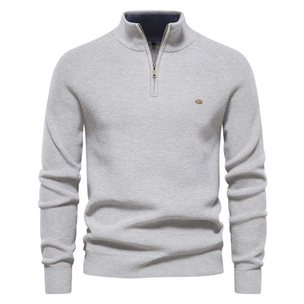 Pull demi-zip homme luxe pour l'automne – Hugo – Gris