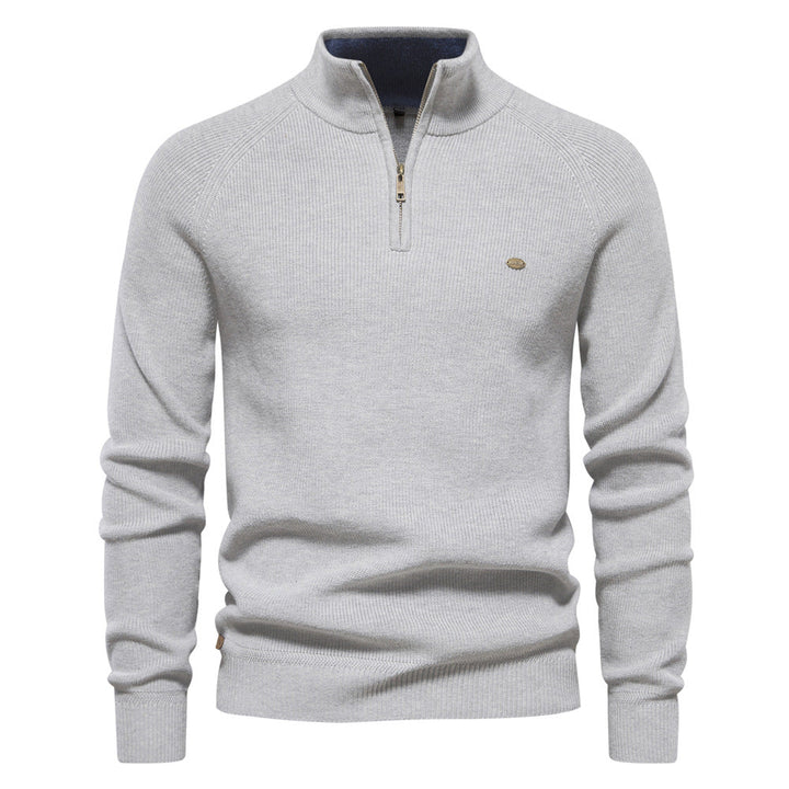 Pull demi-zip homme luxe pour l'automne – Hugo – Gris