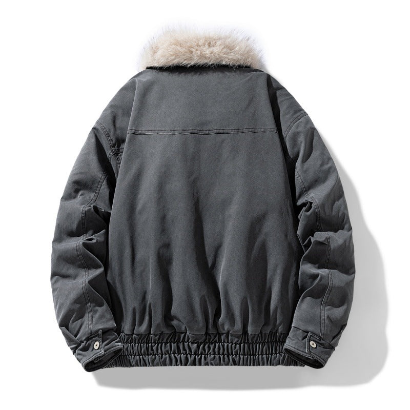 Blouson bomber homme matelassé à col en fausse fourrure amovible – Mune – vue 2