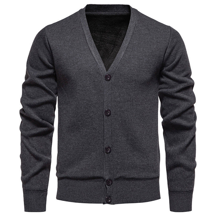Cardigan léger homme en maille fine col V à patte cachée – Noé – vue 4