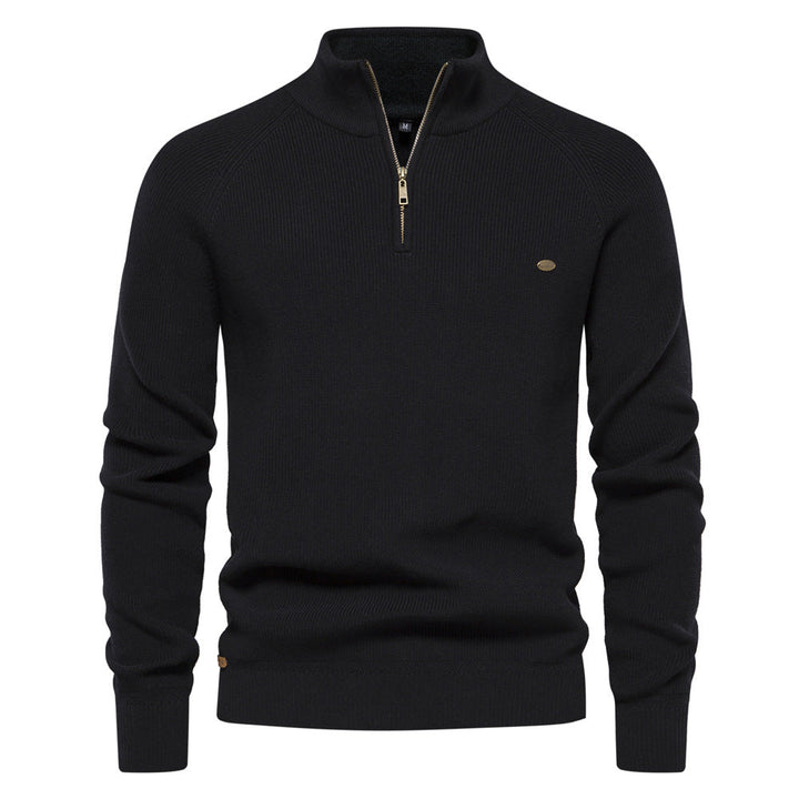 Pull demi-zip homme luxe pour l'automne – Hugo – Noir