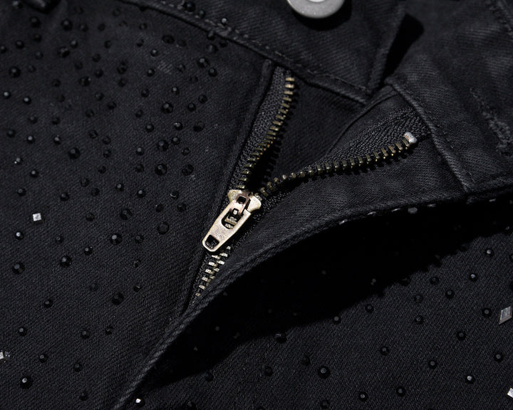 Jean slim homme noir orné de strass scintillants – Nolan - vue 3
