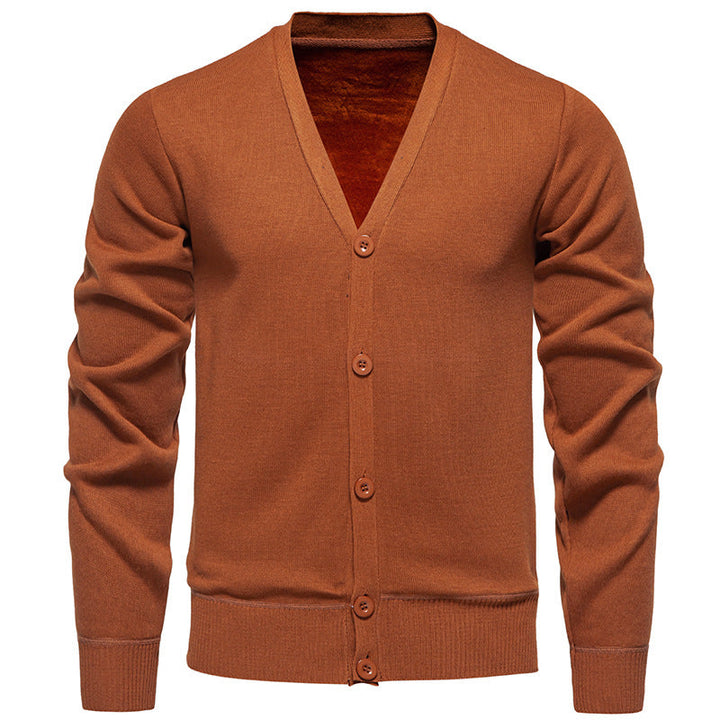 Cardigan léger homme en maille fine col V à patte cachée – Noé – vue 5