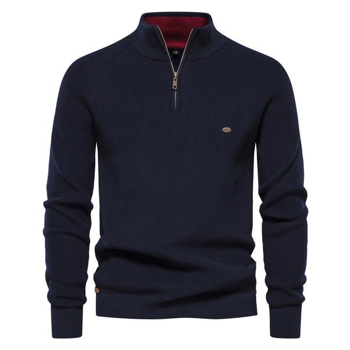 Pull demi-zip homme luxe pour l'automne – Hugo – Bleu marine