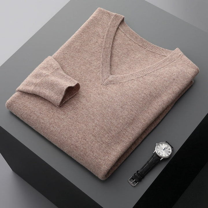 Pull homme en laine de qualité très élégant – Mune – Camel