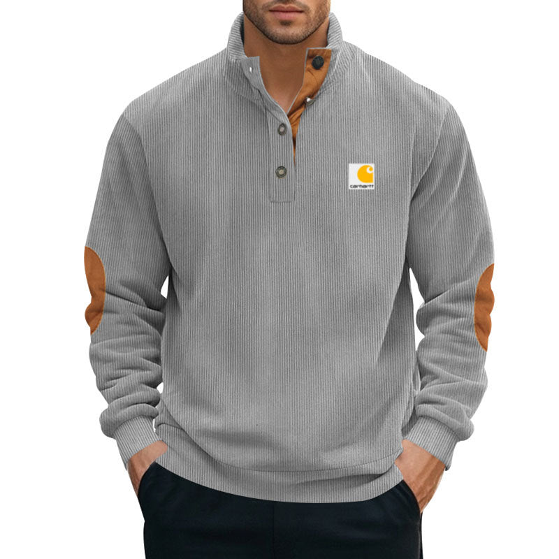 Pull camionneur homme en maille côtelée à col montant et coudières – Tobias – vue 5