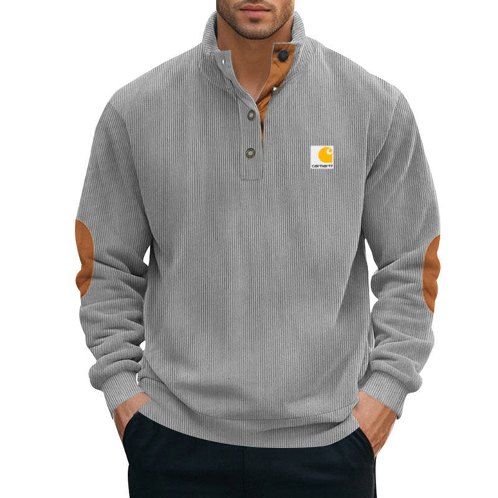 Pull camionneur homme en maille côtelée à col montant et coudières – Tobias – vue 5