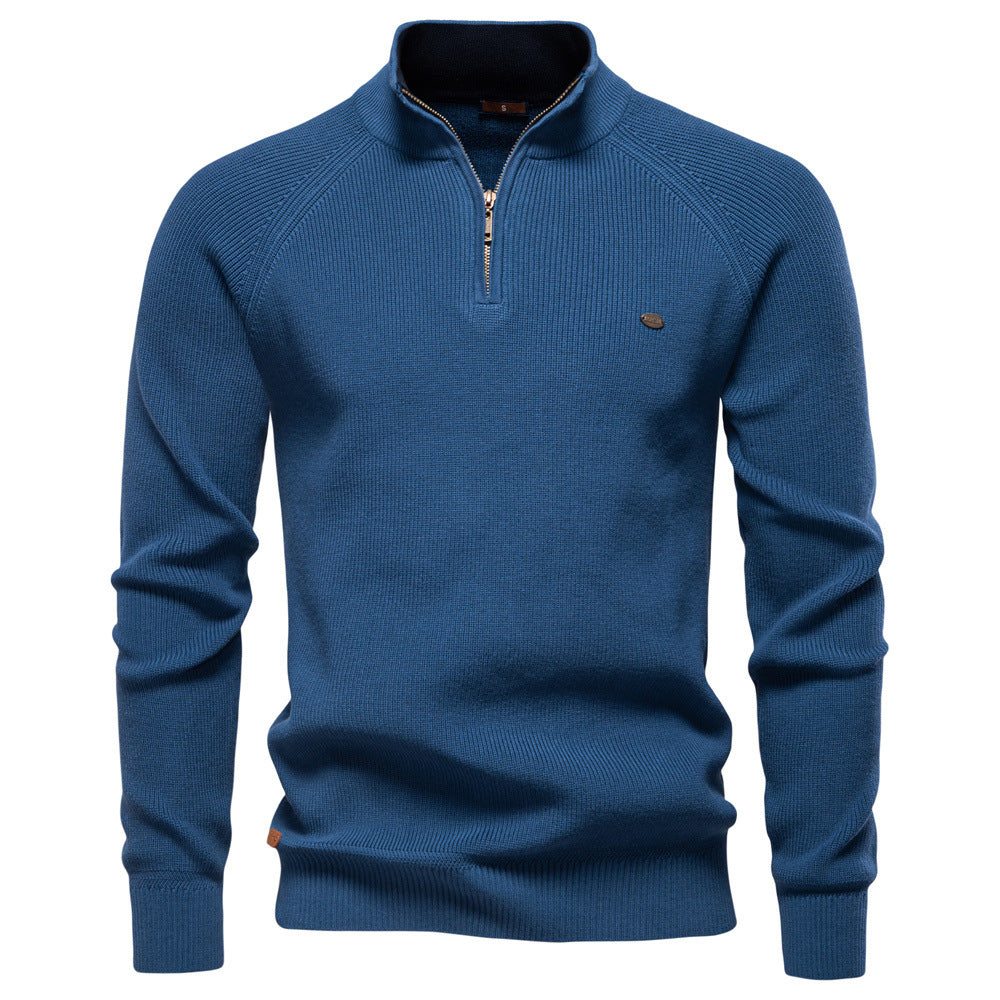 Pull demi-zip homme luxe pour l'automne – Hugo – Bleu