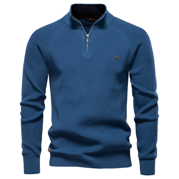 Pull demi-zip homme luxe pour l'automne – Hugo – Bleu