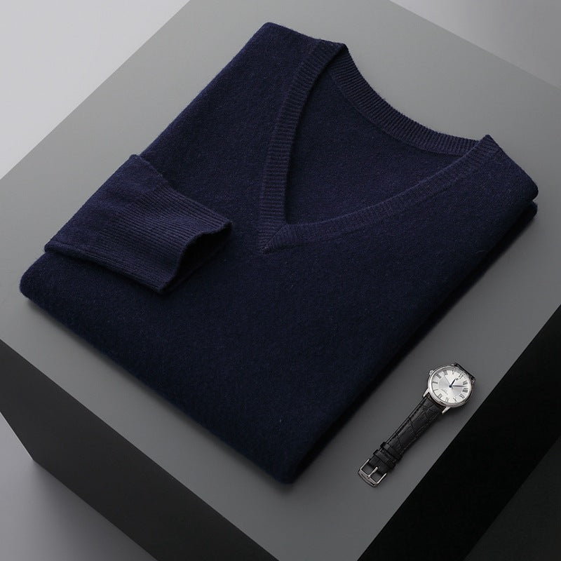 Pull homme en laine de qualité très élégant – Mune – Bleu marine