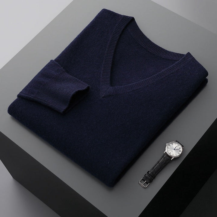 Pull homme en laine de qualité très élégant – Mune – Bleu marine