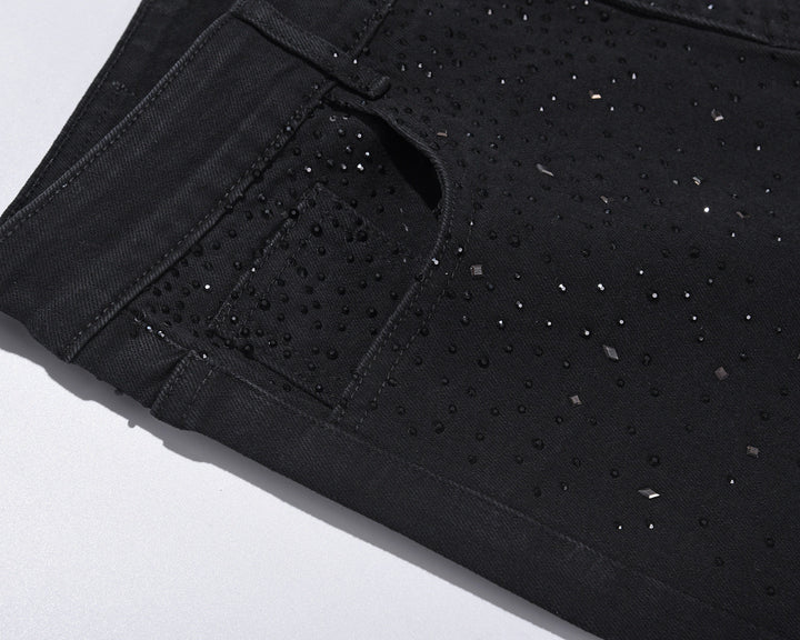 Jean slim homme noir orné de strass scintillants – Nolan - vue 5