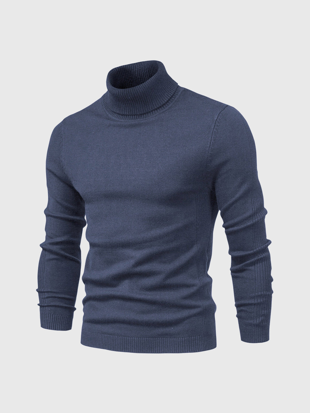 Pull col roulé homme en coton doux coupe ajustée – Bastien – Bleu