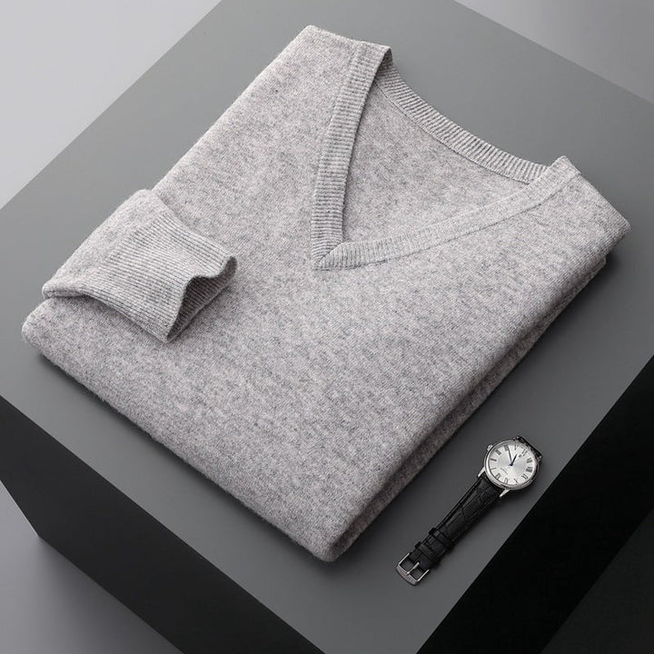Pull homme en laine de qualité très élégant – Mune – Gris clair