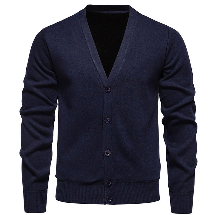 Cardigan léger homme en maille fine col V à patte cachée – Noé – vue 2