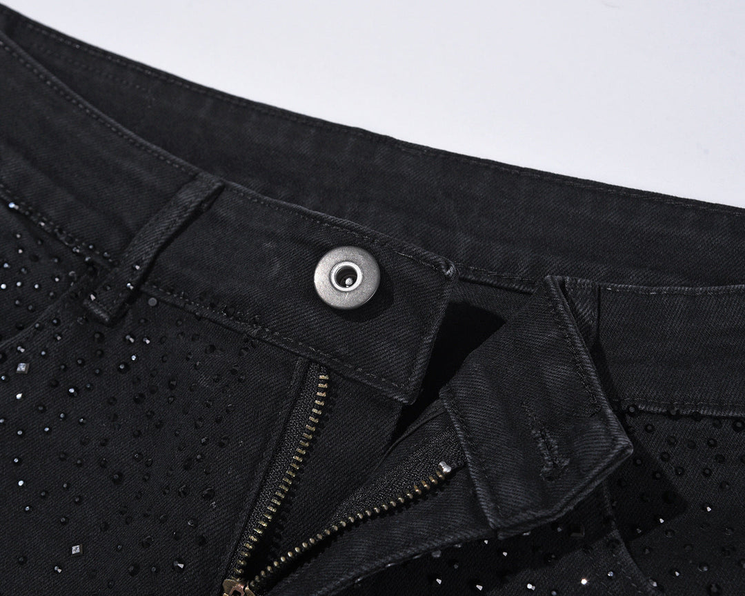 Jean slim homme noir orné de strass scintillants – Nolan - vue 4