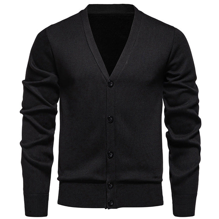 Cardigan léger homme en maille fine col V à patte cachée – Noé – vue 3