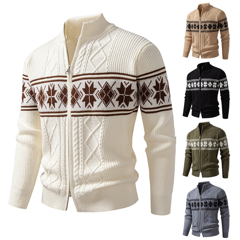 Cardigan norvégien homme zippé à col montant – Oslo – vue 1