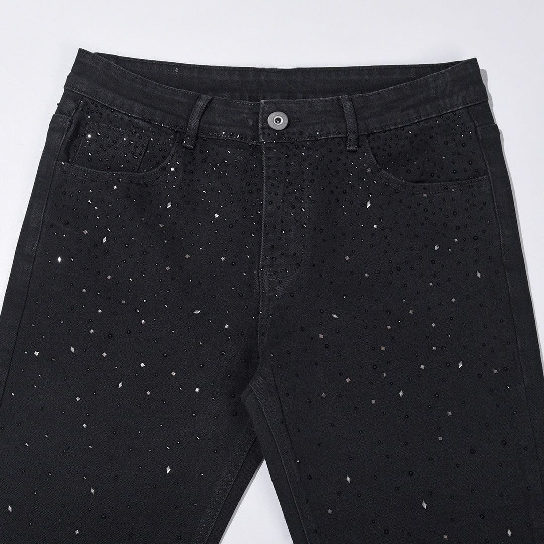 Jean slim homme noir orné de strass scintillants – Nolan - vue 2